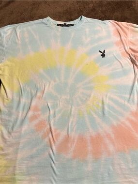 Playboy X Missguided Pastel Tie-Dye Oversized Tshirt